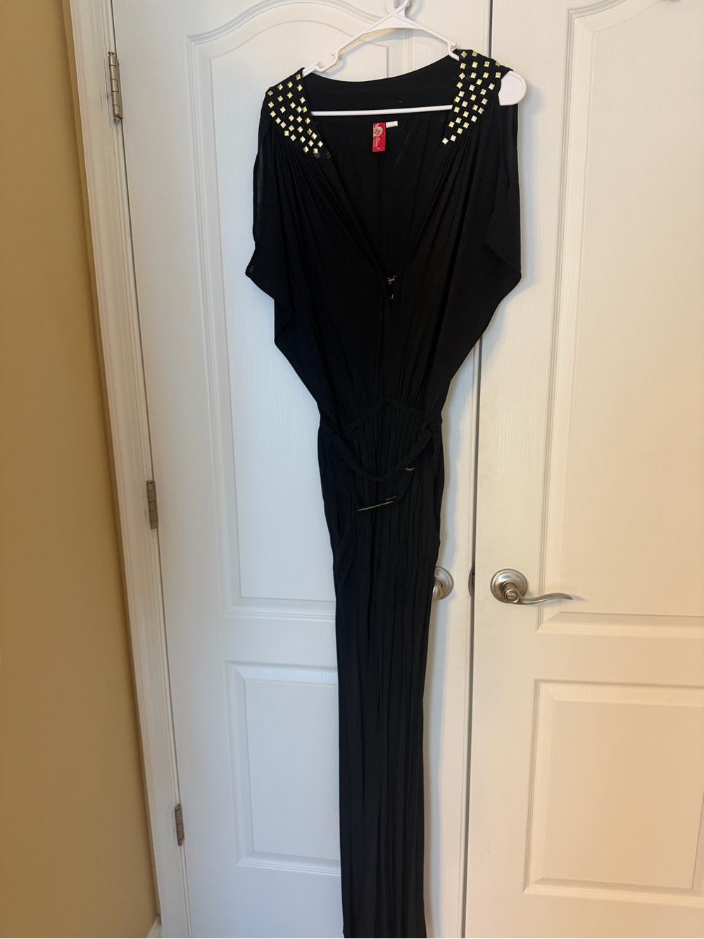 Apple Bottoms Black Jumpsuit with Gold Stud Accents